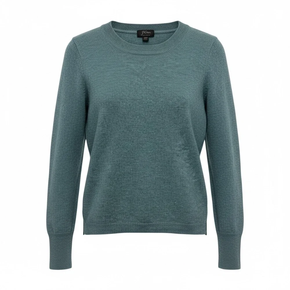 J. Crew Women's Blue Crew Neck Sweater Cashmere